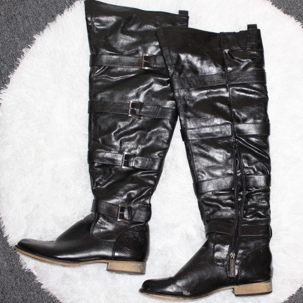 Black Designer Fashion Women's BUCKLE Black BOOTS